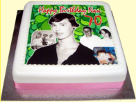 Collage cake. Very effective, what else could you give for a 70th birthday? This is it!